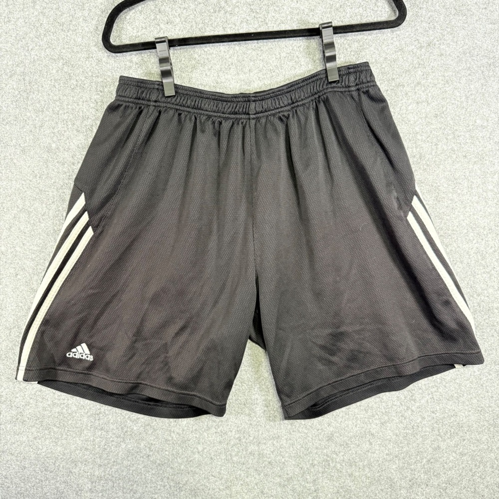 Adidas Athletic Shorts Mens XL Black White 3-Stripe Mesh Gym Basketball 235030